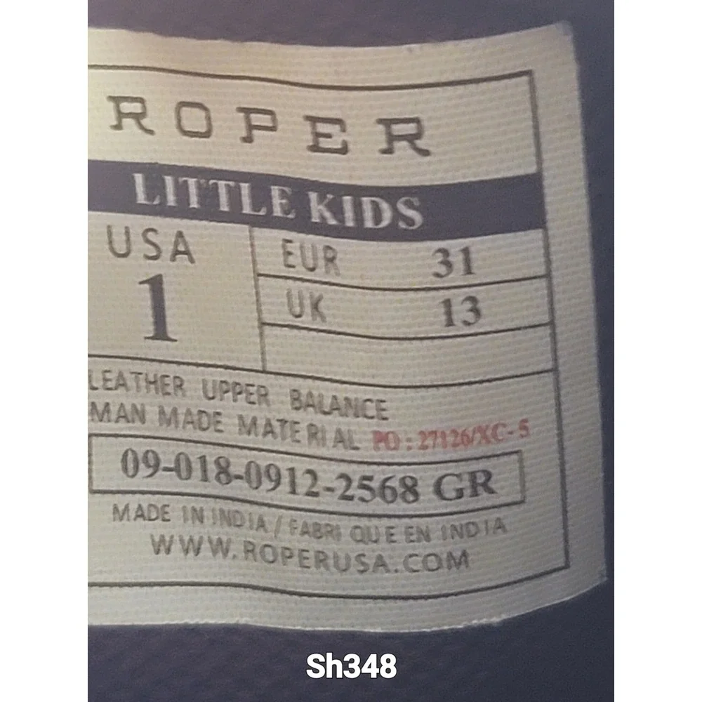 Roper Kids Western Cowboy Boots Size 1 Square Toe Farm Brown Leather Turquoise
